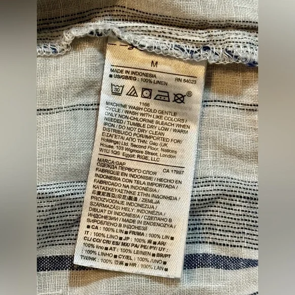 Gap | Oversized Boyfriend Linen Shirt | Gray Stripe | M - Picture 8 of 8